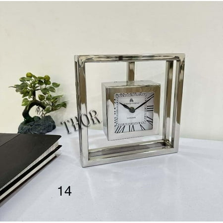 Digital Clock,Desk Shelf Clocks,Clock for Bedroom,Battery Operated with Roman Numerals and Silver Finish,No Ticking Large Display, Clock for Living Room Bathroom