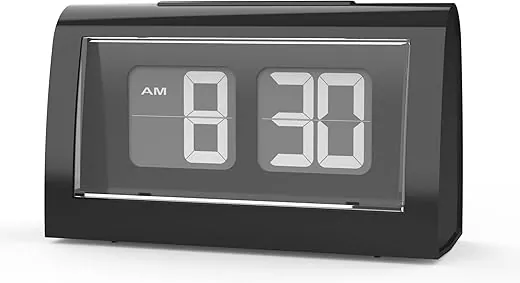 Digital Flip Clock for Bedrooms, Digital Alarm Clock with Backlight, Snooze, 12/24H, Easy to Set, Battery Operated Flip Desk Table Clock for Living Room Home Office