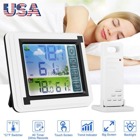 Digital LCD Indoor & Outdoor Weather Station Clock Calendar Thermometer Wireless