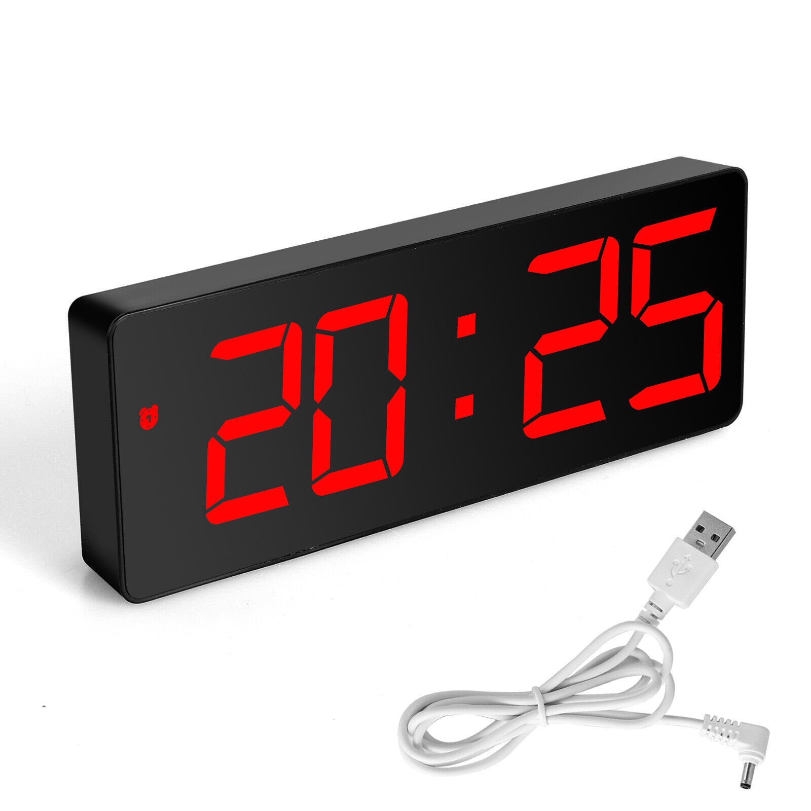 Digital LED Desk Alarm Clock Large Mirror Display USB Snooze Temperature Mode