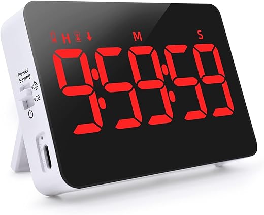 Digital Timer Kitchen Timer Count Down Up Rechargeable Kitchen Gadgets Vibration Mode Adjustable Volume and Brightness LED Display Time Management for Cook, Desk, Kids Adults Study Teaching