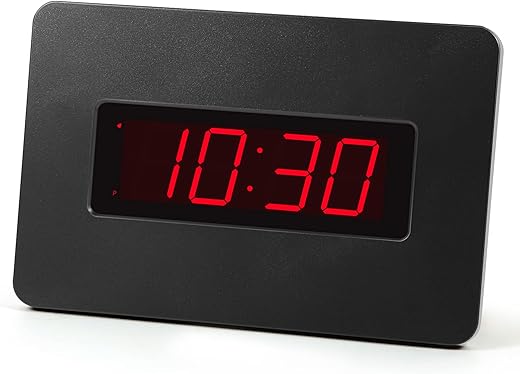 Digital Wall Clock Battery Operated with LED Display, Wall Clock with Backlight, Table-top, Alarm, Brightness Adjustable,12/24Hr