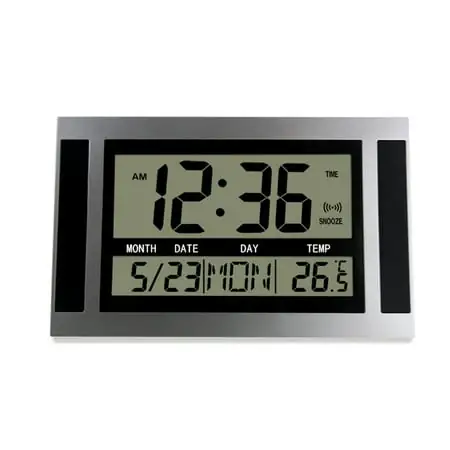 Digital Wall Clock LCD Large Number Time Temperature Calendar Alarm Table Desk Clock Modern Design Office Home Silver