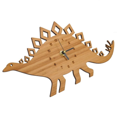 Dinosaur Wall Clock Decor Carton Dinosaur Hanging Clock Battery Clock Clock for Kids Wooden Wall Clock