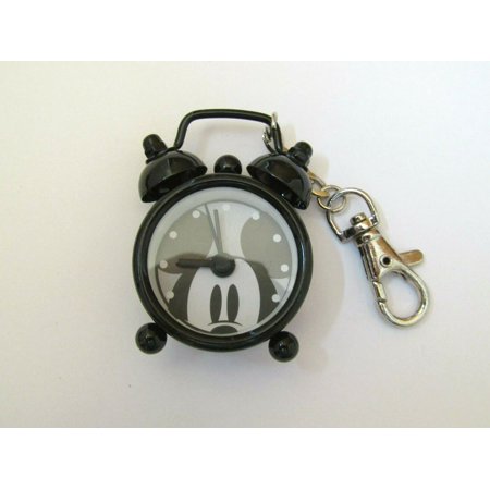 DISNEY MICKEY MOUSE BLACK METAL MINI ALARM CLOCK WATCH CLIP WITH BELL MK4020