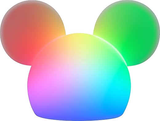 Disney Mickey Mouse Squishy Light, Color Changing, Night Light for Kids, USB Lamp, Battery Operated, Dimmable, Ideal for Bedroom, Playroom, Living Room, and More, 66944