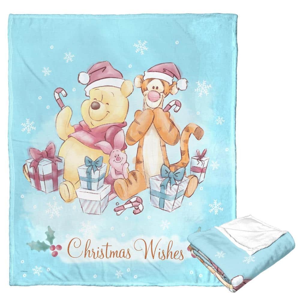 Disney Winne The Pooh Xmas Wishes Pooh Silk Touch Multi-Colored Throw Blanket