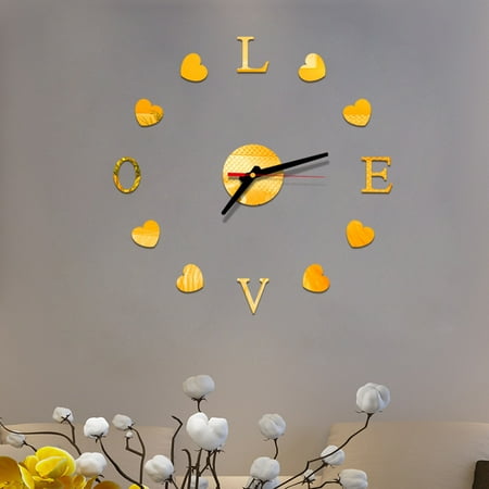 DIY Heart Shaped Numbers Wall Art Large Wall Clock Hearts Wall Decor Nursery Artwork Big Clock Wall Romantic Valentines Gifts