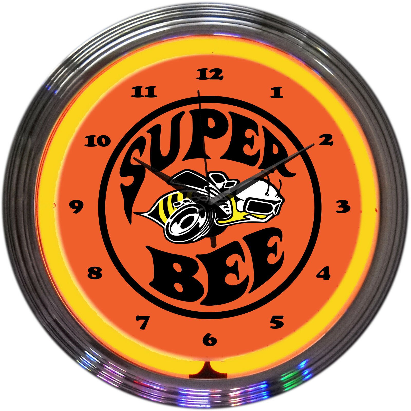 Dodge Super Bee Neon clock sign wall light Dads garage lamp Coronet six pack