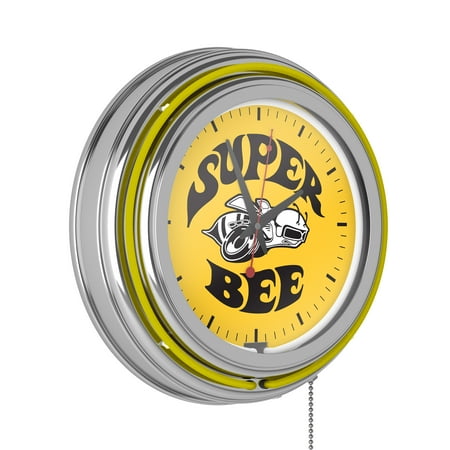 Dodge Super Bee Retro Neon Analog Wall Clock with Pull Chain