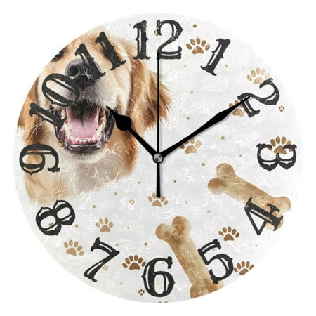 Dog Bones Claws 10 inch Wall Clocks Non Ticking Easy to Read Battery Decorative for Home Bathroom Kitchen Bedroom Living Room