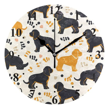 Dogs with Claws Black 10 inch Wall Clocks Non Ticking Easy to Read Battery Decorative for Home Bathroom Kitchen Bedroom Living Room