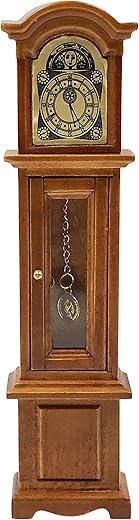 Dollhouse Miniature 1:12 Scale Walnut Grandfather Clock #T6317