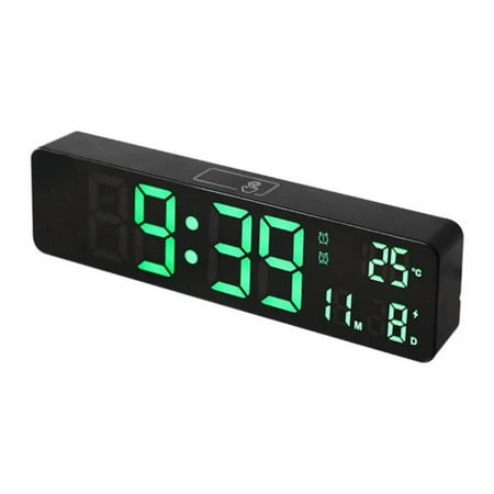 DOMNGW Sleek and modern dual alarm digital table clock with voice control - Enhanced precision electronic timekeeping temperature and date display - Contemporary chic LED wall clocks fo