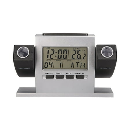 Double Projection Electronic Clock Double Rotation Can Project Temperature Time Alarm Clock