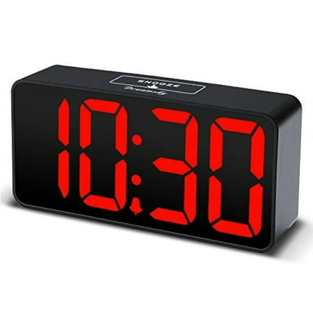 DreamSky Compact Digital Alarm Clock with USB Port for Charging, Adjustable Brightness Dimmer, Bold Digit Display, 1224Hr, Snooz