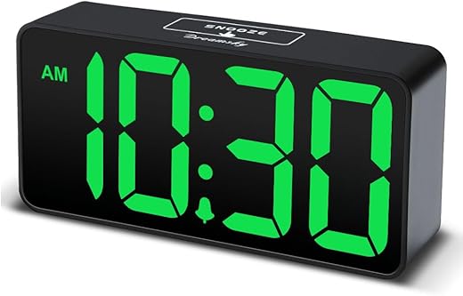 DreamSky Small Digital Alarm Clock for Bedroom, Large Big Numbers Display with Brightness Dimmer, Electric Bedside Desk Clock with USB Charging Port, Adjustable Alarm Volume, 12/24Hr, Snooze