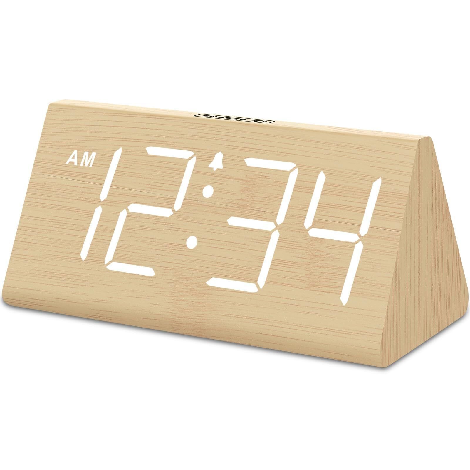 DreamSky Wooden Digital Alarm Clocks for Bedrooms - Electric Desk Clock with ...