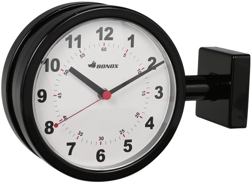 Dulton S624-659BK Double Face Clock, Black, Small Wall Mounted Double-Sided Clock, Height 8.1 inches (205 mm), Width 11.2 inches (285 mm), Depth 3.5 inches (90 mm)