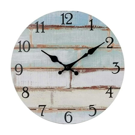 Eattic Clearance the Hatch Alarm Clock Wall Clock 10 Inch Rustic Wood Wall Clocks Battery Operated No Tick Clock Decorative for Kitchen Living Room Bathroom Farmhouse, Clearance Sale