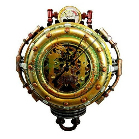 Ebros Gift Steampunk Pressure Chamber Gearwork Decorative Wall Clock 11H