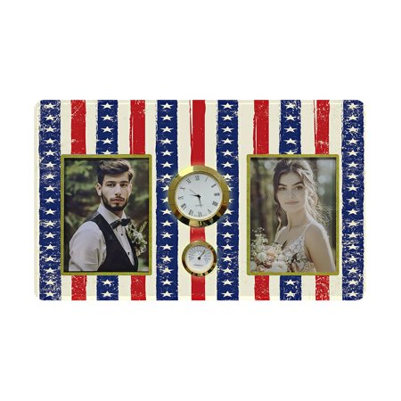 ECZJNT American Design Family Couple Photo Picture Frame with Clock and Thermometer for Wall Hanging and Tabletop Display