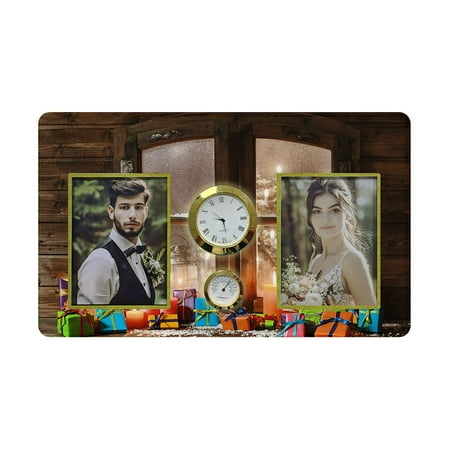 ECZJNT Christmas Presents Lighted Candles Window Pane Family Couple Photo Picture Frame with Clock and Thermometer for Wall Hanging and Tabletop Display