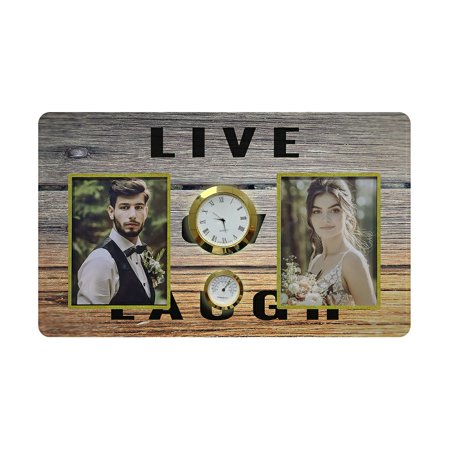 ECZJNT Live Love Laugh Family Couple Photo Picture Frame with Clock and Thermometer for Wall Hanging and Tabletop Display