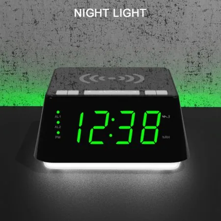 Efficient stylish and smart alarm clock with sleek modern design intuitive touch controls and customizable alarm settings - featuring USB charging port and battery backup option for u