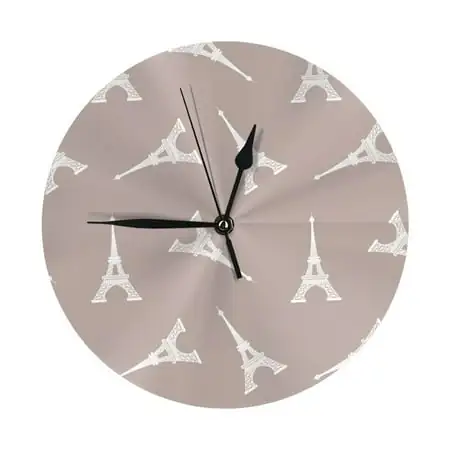 Eiffel Towers white Wall Clock Silent Non Ticking - 10 Inch Battery Operated Modern Clocks for Living Room Bedroom Kitchen Bathroom Office Classroom, Decorative Clocks