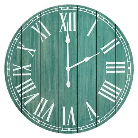 Elegant Designs 23 Large Wood Plank Coastal Rustic Wall Clock, Dark Aqua Wash