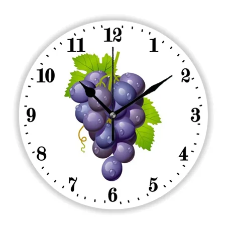 Elegant Red Wine Bottles and Grapes Large Wall Clock for Living Room Modern Fruit Kitchen Dining Room Wall Watch r Gift 35