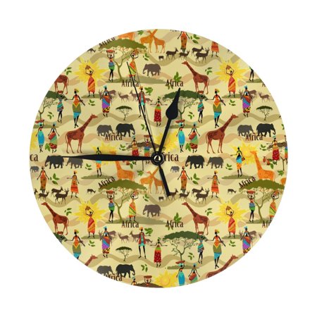 Elephant Giraffe Animal Wall Clock Silent Non Ticking - 10 Inch Battery Operated Modern Clocks for Living Room Bedroom Kitchen Bathroom Office Classroom, Decorative Clocks