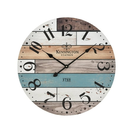 Elk Home 351-10784 Herrera 24 Mdf Analog Wall Mounted Clock - Natural / Blue / White