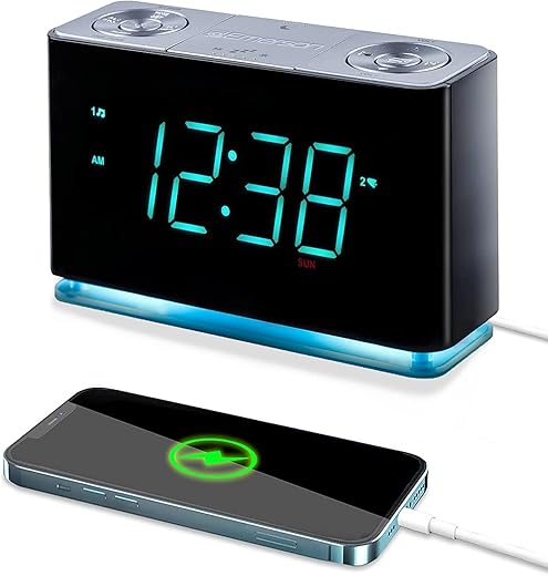 Emerson Smartset Alarm Clock Radio with Bluetooth Speaker with USB Port for iPhone/iPad/iPod/Android and Tablets, 1.4