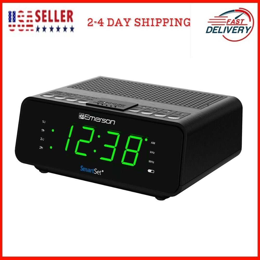 Emerson Smartset Dual Alarm Clock Radio with AM/FM Radio, Dimmer, Sleep Timer an