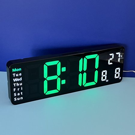 ENAPY Digital Green LED Alarm Desk Clock with Remote Control - Automatic Daylight Saving Time