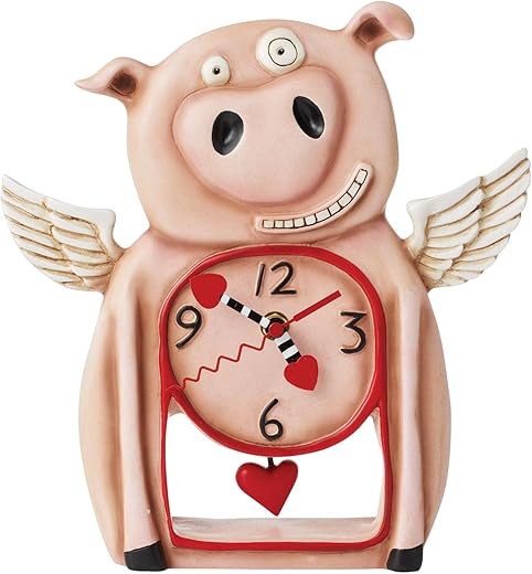 Enesco Allen Designs Piggy Wings Desk Clock, 10.83 Inches