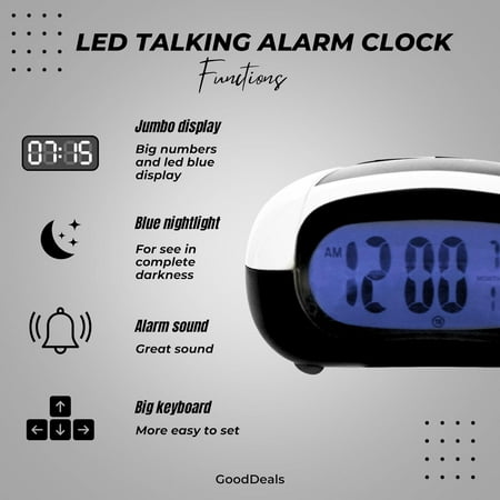 English Sentry Talking Alarm Clock, Ideal For Bedrooms, Heavy Sleepers, Adults, Kid[3330]