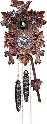 Engstler Quartz Cuckoo Clock 5-Leaves, Bird, Size: 8 inch, EN 522 Q