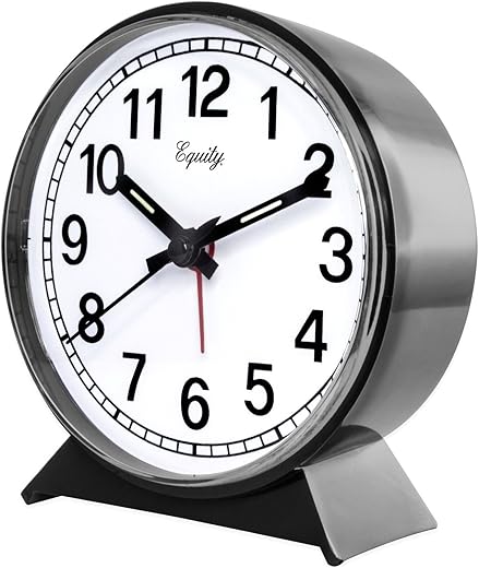 Equity 14075 Black Analog Wind-Up Alarm Clock