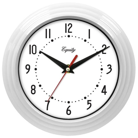 Equity 8 inch Traditional White Indoor Quartz Analog Clock, 25011