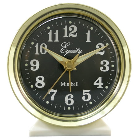 Equity Brass-finished Metal Analog Keywind Alarm Clock, 12020