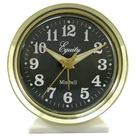 Equity Brass-finished Metal Analog Keywind Alarm Clock, 12020