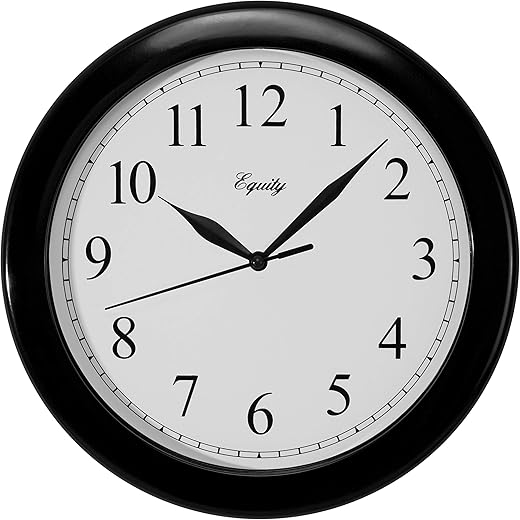 Equity by La Crosse 25203 10 Inch Clock, Black, Pack of 1