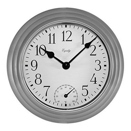 Equity by La Crosse 29007 Outdoor Thermometer & Humdity Wall Clock, 8, Metallic Silver