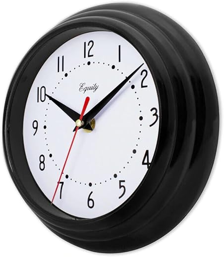 Equity by La Crosse Black 8 Inch Basics Quartz Wall Clock