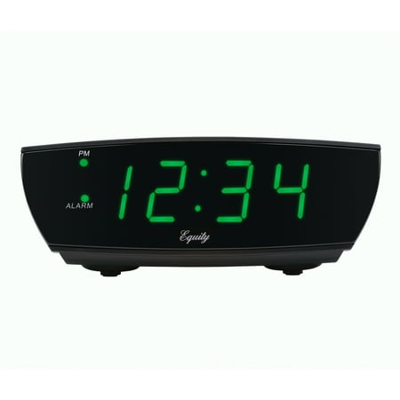 Equity by La Crosse Green 0.9-inch Digital Alarm LED Clock, 75902