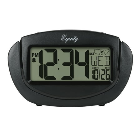 Equity by La Crosse Insta-Set Black Tabletop LCD Travel Alarm Clock, 31022