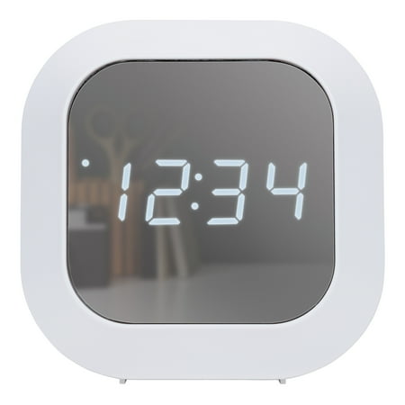 Equity by La Crosse Small Digital Square Mirrored Deep Sleep Alarm Clock